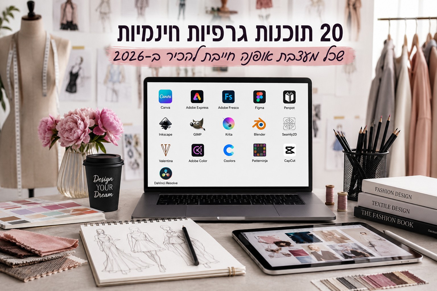 20 תוכנות גרפיות חינמיות שכל מעצבת אופנה חייבת להכיר ב־2026